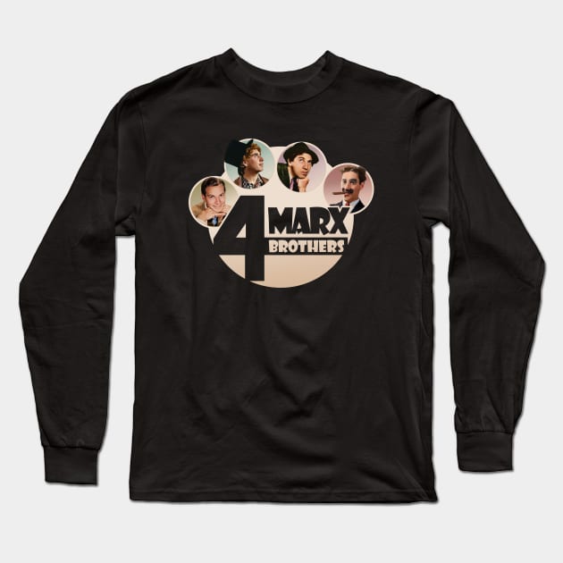 The 4 Marx Brothers at Paramount color version Long Sleeve T-Shirt by SpruceTavern